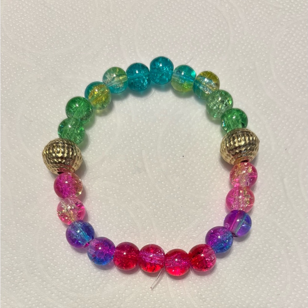 Multicolor Beaded Bracelet with Gold Beads
